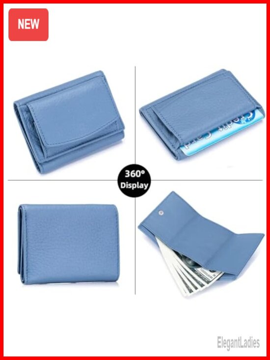 Alpine Swiss Womens RFID Wallet Genuine Leather Trifold ID  Genuine Leather RFID Blocking Tri-Fold Wallet with Snap Coin Pouch